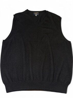 Men’s Estate Merino Club Room Wool Sweater Vest Black V-neck